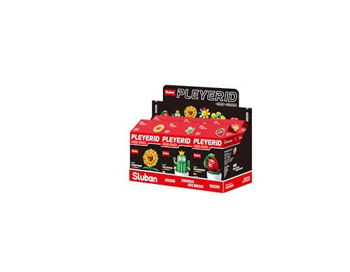 Sluban Pleyerid Kreative Bausteine Set, Gartenblumen Kollektion mit Sonnenblume, Kaktus und Erdbeere, Dekorative Pflanzenfiguren, M38-B1073 von Sluban