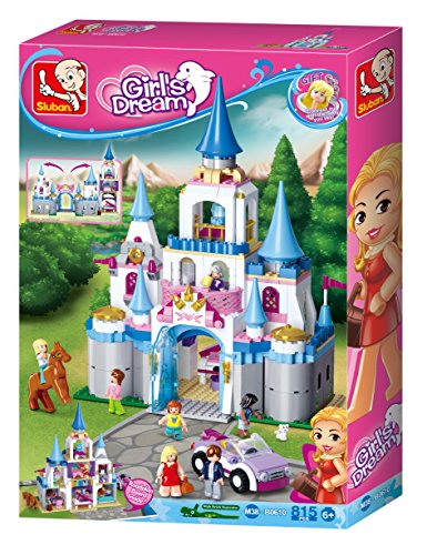Sluban Klemmbausteine Sluban SL95380, Saphir-Schloss (818 Teile) [M38-B0610], Spielset, Klemmbausteine, Girls Dream, mit Spielfigur, Mädchenträume, merhfarbig Sluban_M38-B0610 von Sluban Klemmbausteine