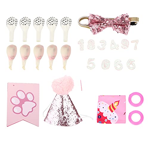 Sluffs Dog Birthday Decoration Set Dog Party Outfits with Scarf Flags and Hat for Pet Birthday Parties, Pet Party Hat Scarf Bowtie Banner Set for Small Medium Dogs (Small&Medium) von Sluffs