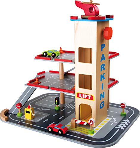 small foot Parkhaus "Rasante Abfahrt" aus Holz, mit 3 Etagen, Aufzug und Hubschrauberlandeplatz, ab 3 Jahren, 4777 von Small Foot