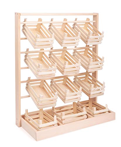small foot Verkaufsstand aus Holz, großer Stand mit zwölf leeren Kisten, stabile Ausführung, ab 3 Jahren, 7035 von Small Foot