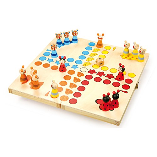 Small Foot Ludo Tiere aus Holz, Gesellschaftsspiel für Groß und Klein, mit Tierchen-Spielfiguren, ab 4 Jahren, 7358 Toys von Small Foot