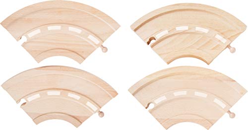 small foot 10808 World Straßen-Set natürlichem Holz, Vier Kurven, kompatibel mit Allen gängigen Holzeisenbahnen, 25 x 10.5 x 1 cm von Small Foot