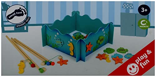 small foot Angelspiel "Seewelten" aus Holz, Magnetspiel mit Angelbecken, vier Angeln und Fischen, ab 3 Jahren, 8196 von Small Foot