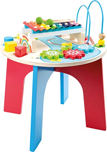 small foot Motorik- und Musiktisch "2 in 1" aus Holz, mit Motorikschleife, Formenspiel, Xylophon, ab 12 Monaten, 10321 von Small Foot