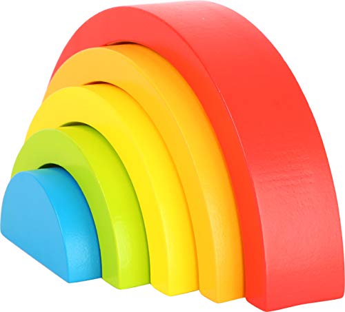 small foot Holzbausteine Regenbogen, Babymotorikspielzeug mit fünf Formen, ideales Greif - und Stapelspiel,10585, 1 Jahr to 99 Jahre von Small Foot