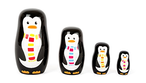 Small Foot Matrjoschka-Pinguinfiguren aus Holz, in Vier verschiedenen Größen und Farben, für Kinder ab 3 Jahren, 10619 Spielzeug, Multicolor von Small Foot