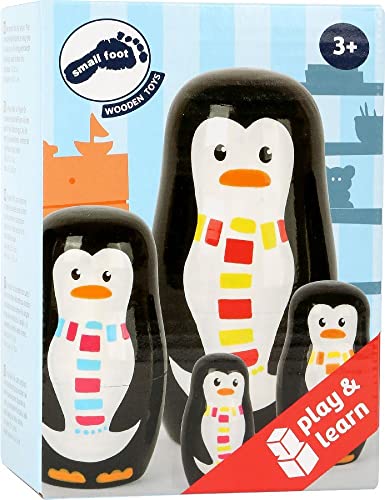 Small Foot Matrjoschka-Pinguinfiguren aus Holz, in Vier verschiedenen Größen und Farben, für Kinder ab 3 Jahren, 10619 von Small Foot