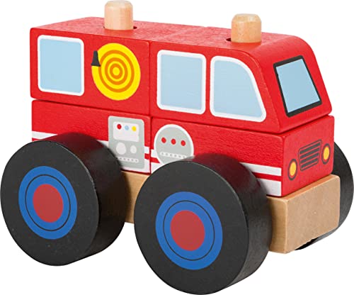 small foot 11071 Konstruktionsfahrzeug Holz, Feuerwehrwagen, FSC 100%-Zertifiziert Spielzeug, Mehrfarbig von Small Foot