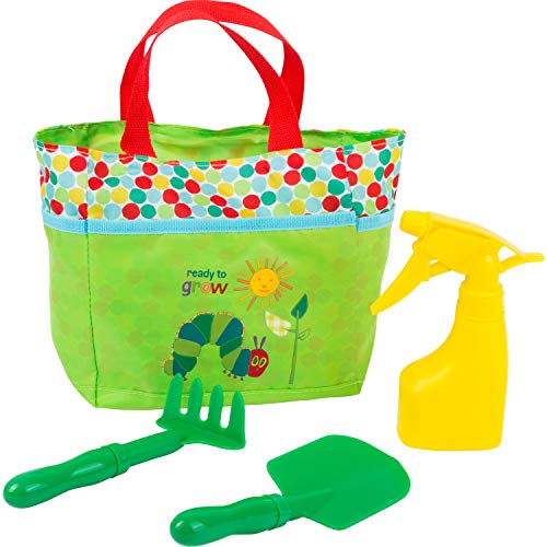 small foot 11172 Raupe Nimmersatt Gartentasche mit Schaufel, Harke und Sprühflasche von Small Foot