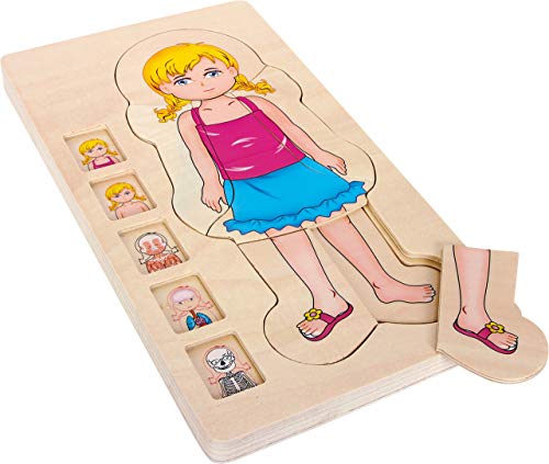 small foot Puzzle "Anatomie Mädchen" aus Holz, lehrreiches Puzzle, 29-tlg. mit fünf Lagen, ab 4 Jahren, 5814 von Small Foot