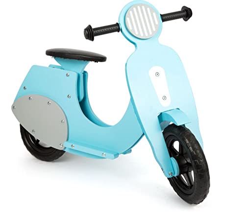 small foot 11979 Laufrad Motorroller "Bella Italia" aus Holz, mit leiser Gummibereifung, für Kinder ab 3 Jahren (blau) von Small Foot
