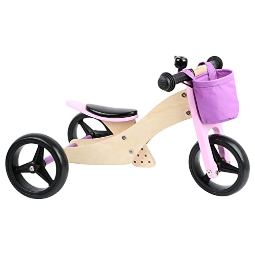 small foot Trike 2 in 1 Rosa aus Holz, DREI-und Laufrad, mit verstellbarem Sitz und gummierten Reifen, 11612 Outdoor Spielzeug von Small Foot