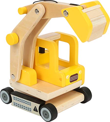 Small Foot Schaufelbagger aus Holz, Spielauto mit beweglichem Baggerarm, 360 Grad drehbar, für Kinder ab 3 Jahren, 12010 von Small Foot