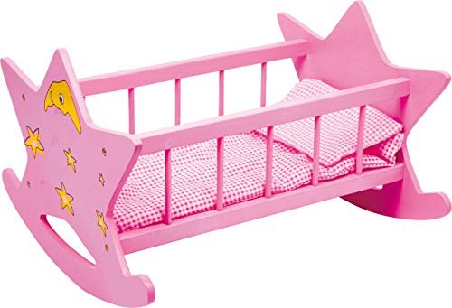 small Foot Puppenwiege „Stern“ aus Holz, in rosa mit Mond und Sternen, für Puppen bis 45 cm, ab 3 Jahren, 2865, Klein small Foot Puppenwiege „Stern“ aus Holz, in rosa mit Mond und Sternen, für Puppen bis 45 cm, ab 3 Jahren, 2865, Klein von Small Foot
