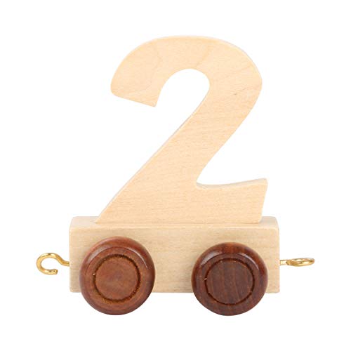 Small Foot 10554 Zahlenzug 2" aus Natürlichem Holz mit Vier Kleinen Rädern sowie Verbindungsmöglichkeit mit Anderen Zahlenzügen von Small Foot