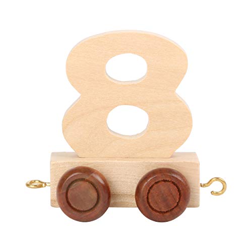 Small Foot 10560 Zahlenzug 8" aus Natürlichem Holz mit Vier Kleinen Rädern sowie Verbindungsmöglichkeit mit Anderen Zahlenzügen von Small Foot