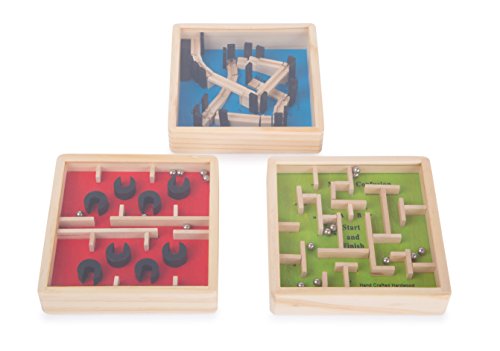 Small Foot 10692 Holzlabyrinth in DREI verschiedenen Ausführungen, Ideal für Unterwegs, Schult Konzentration, Ausdauer und Feinmotorik von Small Foot