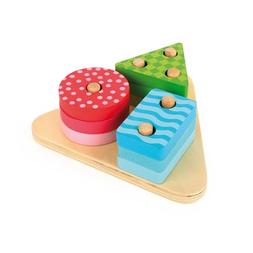 Small Foot 10720 Steckspiel mit unterschiedlichen Formen und Farben, handliche und gut greifbare Bausteine, trainiert Geschicklichkeit und Konzentration, Meerdere Kleuren von Small Foot