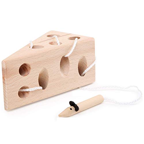 Small Foot Fädelspielzeug für Kinder, Käse und Maus aus Holz, FSC 100%-Zertifiziert, ab 3 Jahren, 11053 von Small Foot