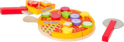 small foot Pizza Schneide-Set aus Holz, mit Klettverschlussfunktion, inkl. Holztablett uvm., ab 3 Jahren, 11063 von Small Foot