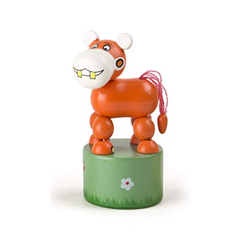Small Foot 11137 Drückfigur Nilpferd aus Holz, FSC 100%-Zertifiziert, Mitgebsel von Small Foot