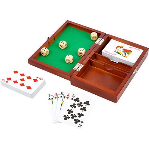 small foot Spielbox Karten und Würfel, Spielset mit 2 Kartenspielen und fünf Würfeln, mit Aufbewahrungsbox, 11363 von Small Foot