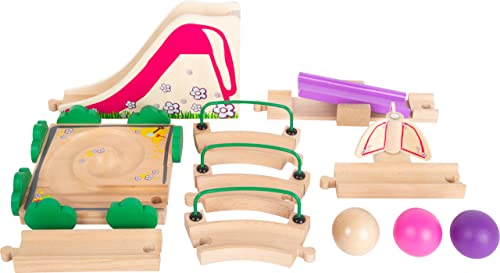 Small Foot 11379 Kugelbahn Junior Spielplatz aus Holz mit flexiblen Elementen, inkl. Kugeln, für Kinder ab 18 Monaten Spielzeug von Small Foot