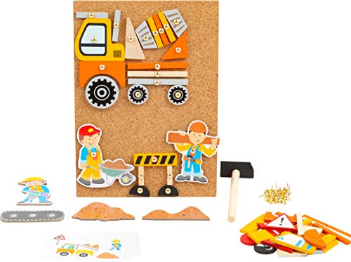 small foot Hämmerchenspiel Baustelle aus Holz und Kork, mit Baustellenmotiven, für Kinder ab 3 Jahren, 11573 von Small Foot