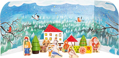 small foot 11675 Adventskalender Winterwald in 3D Kulisse, aus Stabiler Pappe mit Vollholzfiguren, ab 2 Jahren Toys, Mehrfarbig von Small Foot