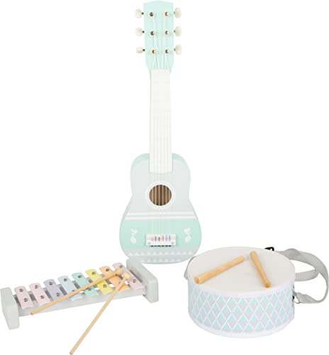 small foot Musik-Set-Pastell, dreiteiliges Musikinstrumente-Set in Pastellfarben, mit Notenblättern, ab 3 Jahren, 11685 von Small Foot