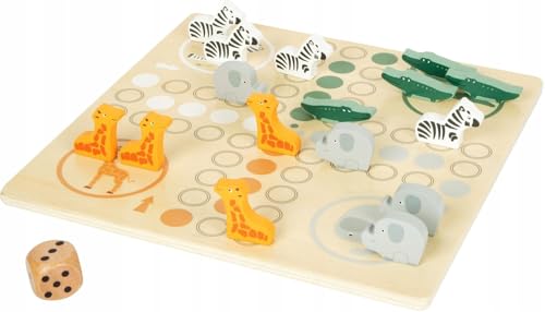 small foot Ludo "Safari" aus Holz, Gesellschaftsspiel für die ganze Familie, mit großem Würfel, ab 4 Jahren, 11697 von Small Foot