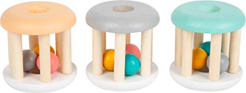 Small Foot Babyrassel Pastell, Holzrassel im 3er-Set für Babys, ideales Motorikspielzeug für unterwegs, 11712 Toys von Small Foot