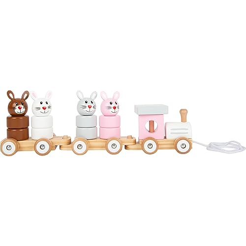 Small Foot 11719 Nachziehzug Hasenfamilie aus Holz, Steckspiel, Nachziehspielzeug und Stapelturm in einem, ab 12 Monaten Toys, Mehrfarbig, S Small Foot 11719 Nachziehzug Hasenfamilie aus Holz, Steckspiel, Nachziehspielzeug und Stapelturm in einem, ab 12 Monaten Toys, Mehrfarbig, S von Small Foot