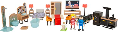 Small Foot Puppenhausmöbel-Set Modern aus Holz und Kunststoff, Puppenhaus-Zubehör für Kinder ab 3 Jahren, 11742 von Small Foot