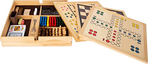 Small Foot Spielesammlung, mit 20 klassischen Gesellschaftsspielen in massiver Holzkiste, ab sechs Jahren, Art. 11753, 36x36x7 cm von Small Foot