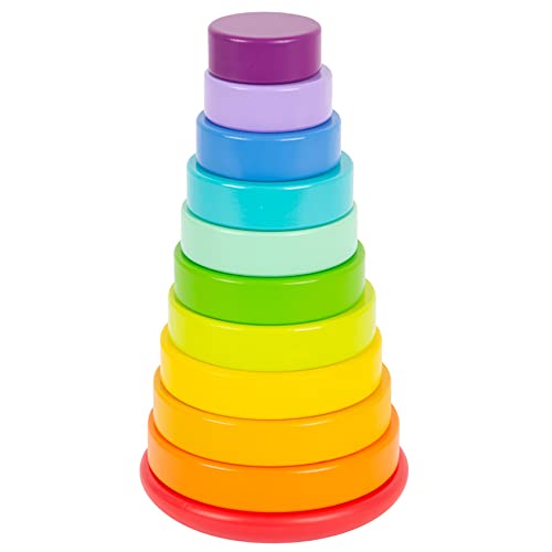 small foot Stapelturm Steckspiel Regenbogen, mit unterschiedlich großen Holzscheiben, ab 12 Monaten, 11794 von Small Foot