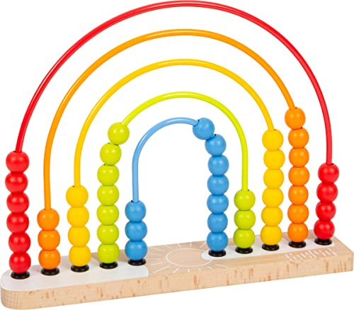 small foot Motorikschleife und Abakus, ab 12 Monaten, in Regenbogenfarben, mit 50 bunten Holzperlen, Art. 11965 von Small Foot