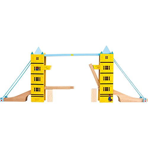 small foot 5999 Paddington Bär Tower Bridge, Holz, Brücke mit Klappfunktion lässt Sich an Jede Eisenbahschiene Bauen von Small Foot