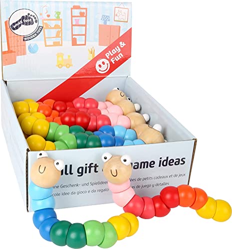 Small Foot Display Motorikspielzeug Raupe flexibel, 14 farbenfrohe Biegeraupen, ideal für Kindergeburstage, 10961 von Small Foot