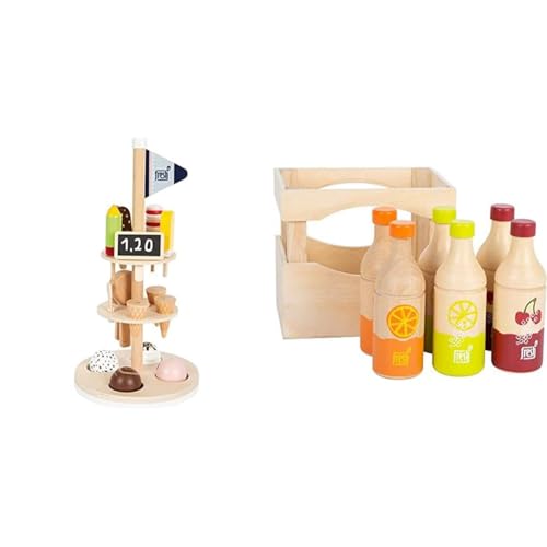 Small Foot Eisständer fresh aus Holz & Flaschenkiste fresh aus Holz, 6 Flaschen aus 3 Sorten, Zubehör für Kaufmannsladen, ab 3 Jahren, 11739 Small Foot Eisständer fresh aus Holz & Flaschenkiste fresh aus Holz, 6 Flaschen aus 3 Sorten, Zubehör für Kaufmannsladen, ab 3 Jahren, 11739 von Small Foot