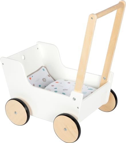 Small Foot Schiebe-und Puppenwagen „Little Button“ aus Holz, inkl. Wendebettwäsche, für Kinder ab 3 Jahren, 12496 von Small Foot