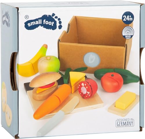 small foot Schneide-Set Mittagessen "fresh" aus Holz, Lebensmittel für Kinderküche, Rollenspielzeug ab 2 Jahren, 12331 von Small Foot