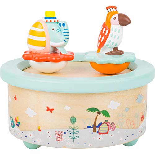 Small Foot Spieluhr Papagei und Elefant, aus Holz, Einschlafhilfe mit abnehmbaren Figuren, für Kinder ab 3 Jahren, 11108 von Small Foot