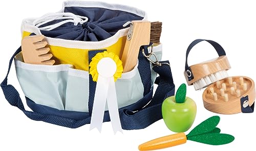 small foot Spielzeug Pferdepflege-Set mit Tasche, kindgerechte Utensilien aus Holz, Zubehör für das Pferdespiel, 12419 small foot Spielzeug Pferdepflege-Set mit Tasche, kindgerechte Utensilien aus Holz, Zubehör für das Pferdespiel, 12419 von Small Foot