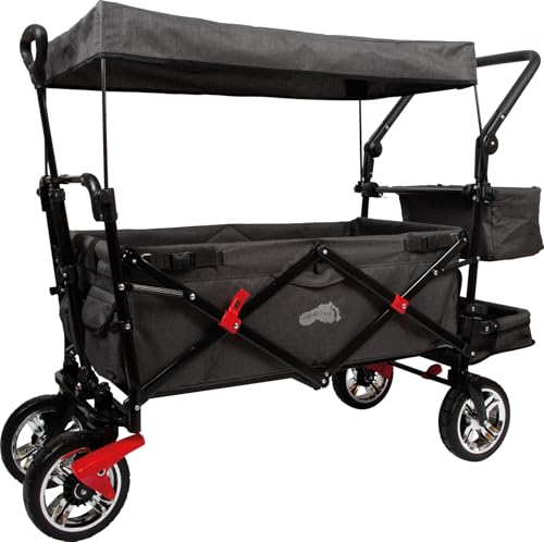 small Foot Faltbarer Bollerwagen mit abnehmbarem Dach, Regenschutz, Feststellbremsen, höhenverstellbarer Griff, belastbar bis 80 kg, 12729 von Small Foot