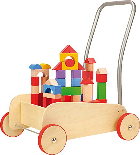 small Foot Lauflernwagen Bausteine aus Holz, Laufhilfe für Kleinkinder, inkl. 51 Bauklötze, ab 12 Monaten, 4236 Toys von Small Foot