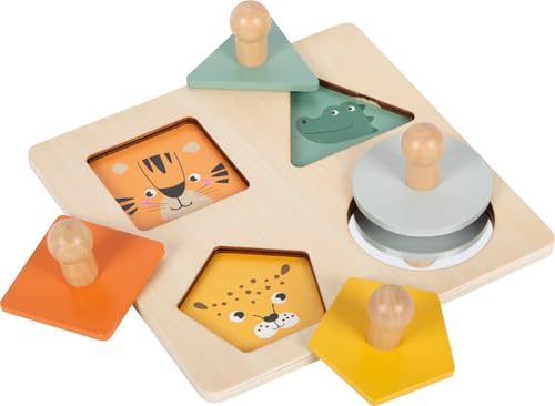 small Foot Montessori Setzpuzzle Formen und Motive, Robustes Puzzle aus FSC® 100%-zertifiziertem Holz, für Kinder ab 12 Monaten, 12769 von Small Foot