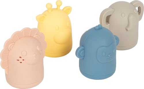 small Foot Silikon Badespielzeug Set, 4 Spritztiere, BPA-frei, weiches Wasserspielzeug, spülbar & hygienisch, Babyspielzeug ab 1 Jahr, 12753 von Small Foot