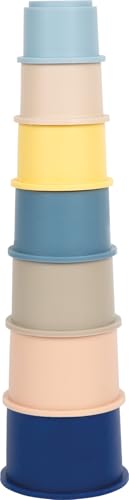 small Foot Silikon Stapelbecher, 7 Stück, BPA-frei, Lernspielzeug für Badewanne und Sandkasten, Stapelturm mit Tiermotiven, für Kinder ab 1 Jahr, 12754 von Small Foot